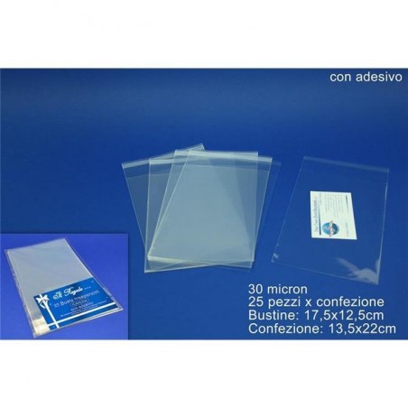 BUSTINE TRASPARENTI 25PZ 17,5X12,5 C/AD. EAN 8034048058695 INGROSSO BUSTE TRASPARENTI