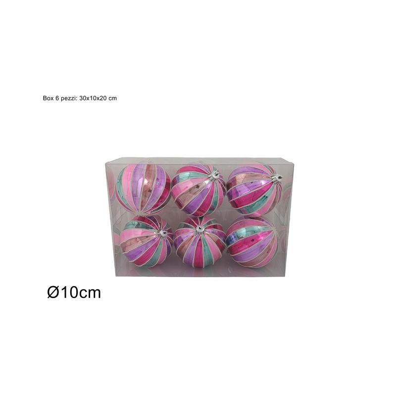 PALLE 8CM 8PZ BICOLORE ROSA LUCIDO EAN 8053482293554 INGROSSO PALLINE DI NATALE E PUNTALI