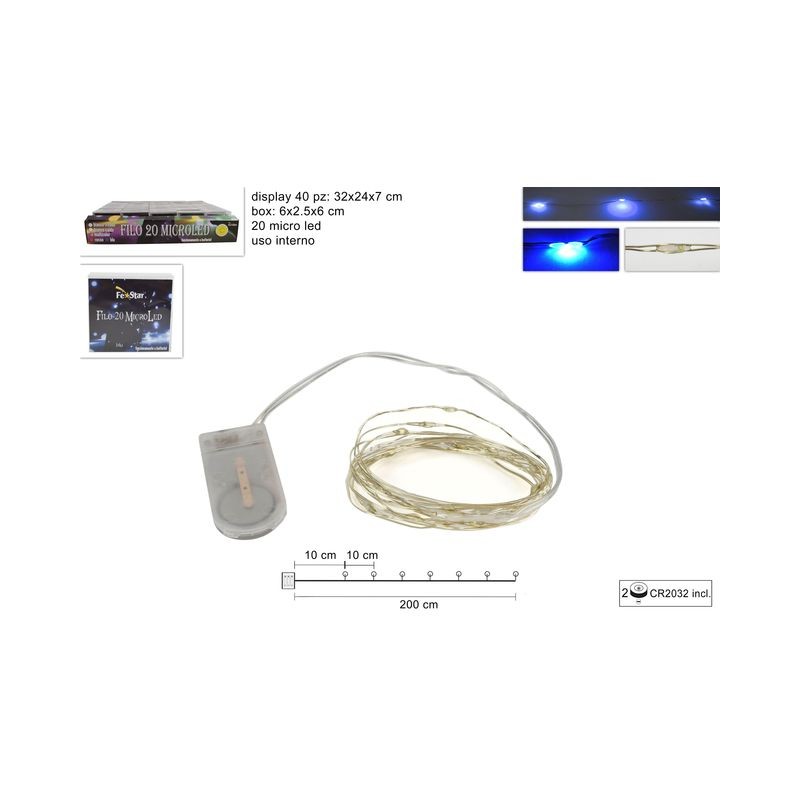 FILO 20MICRO LED BLU EAN 8033113948459 INGROSSO LUCI NATALIZIE