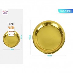 INGROSSO ARTICOLI DI NATALE PIATTI CM.18 PZ.8 ORO 8058617517260 ACCESSORI NATALIZI PER LA TAVOLA PIATTI NATALIZI