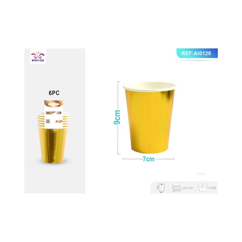 BICCHIERI CM.9,5 PZ.6 ORO EAN 8058617517284 INGROSSO BICCHIERI NATALIZI