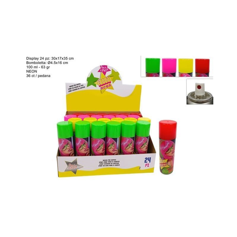 SPRAY LACCA COLORATA NEON CAPELLI 150ml EAN 8053482319797 INGROSSO BOMBOLETTE SPRAY CARNEVALE