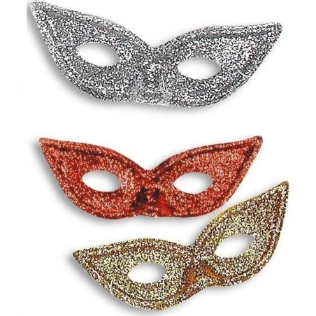 INGROSSO CARNEVALE DOMINO GLITTER IN PLASTICA COL. ASS. 8004761012588 ARTICOLI DI CARNEVALE MASCHERE DI CARNEVALE