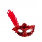MASCHERA ROSSA PLASTICA CON PAILLETTES EAN 8004761012830 INGROSSO MASCHERE DI CARNEVALE