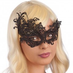 INGROSSO CARNEVALE MASCHERA NERA IN TESSUTO MACRAME' IN BUS 8004761016722 ARTICOLI DI CARNEVALE MASCHERE DI CARNEVALE