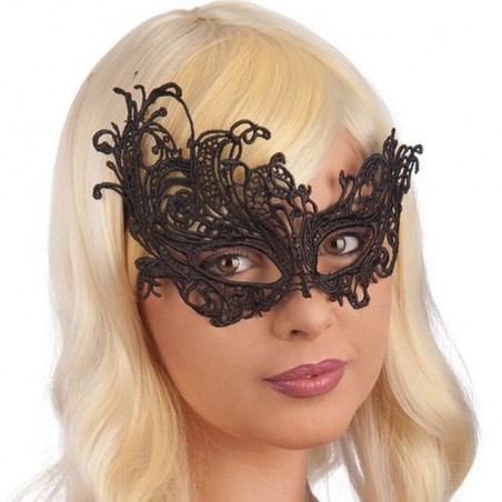 INGROSSO CARNEVALE MASCHERA NERA IN TESSUTO MACRAME' IN BUS 8004761016722 ARTICOLI DI CARNEVALE MASCHERE DI CARNEVALE