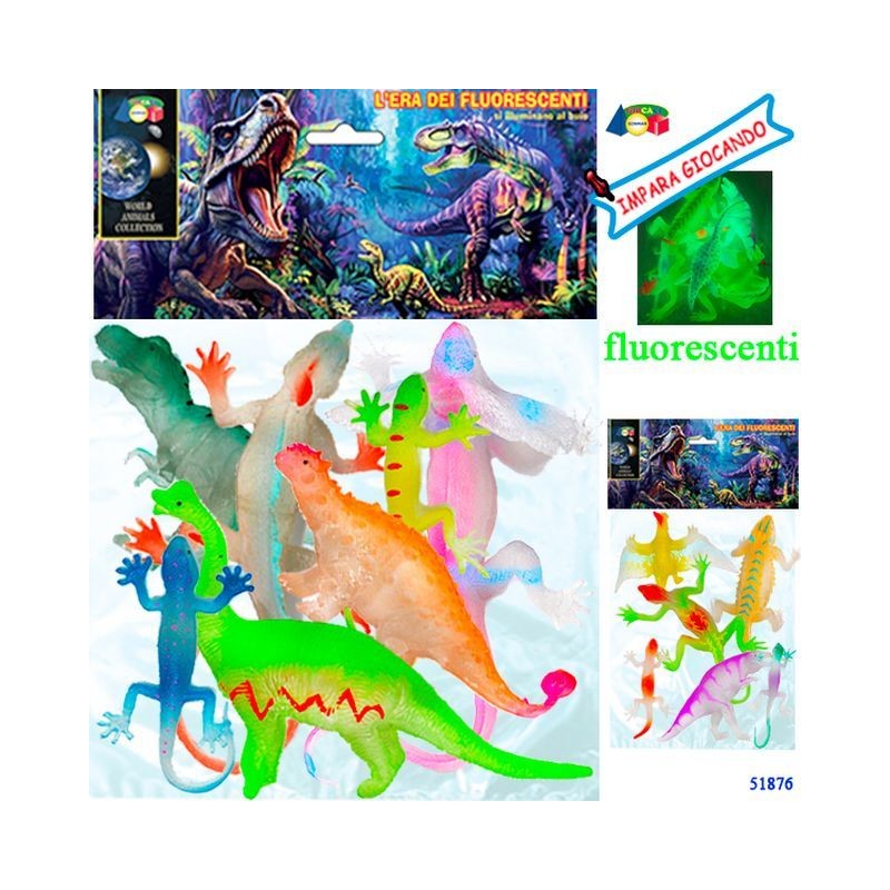 BUSTA DINOSAURI L'ERA DEI FLUORESCENTI EAN 8034094807803 INGROSSO BUSTE ANIMALI GIOCATTOLO
