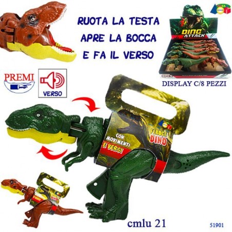 DINO C/VERSO RUOTA TESTA APRE BOCCA EAN 8055742220355 INGROSSO ANIMALI GIOCATTOLO