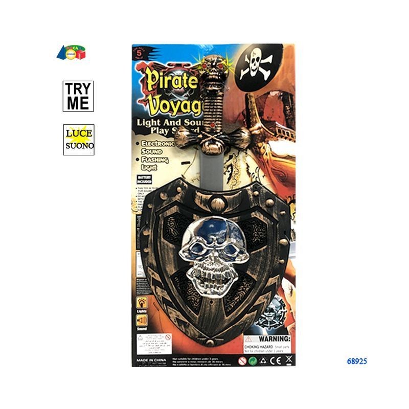 SET SPADA PIRATA C/LUCE/SUONO+SCUDO-TRYM EAN 8057438026371 INGROSSO GIOCHI DA EDICOLA