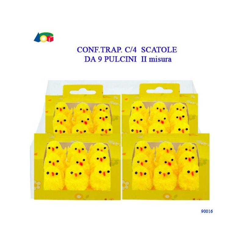 SCATOLA DA 9 PULCINI II MIS. (4) EAN 8057438027682 INGROSSO DECORAZIONI PER PASQUA