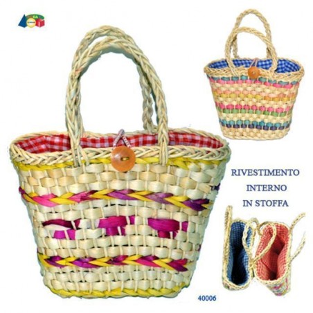 BORSA PAGLIA QUADR. C/CHIUSURA 3 COL. AS EAN 8006087430015 INGROSSO BORSE MARE