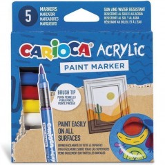 INGROSSO CARTOLERIA PENNARELLO ACRILICO PZ.5 COL. CARIOCA 8003511452803 PENNARELLI MATITE COLORATE TEMPERE PENNARELLI