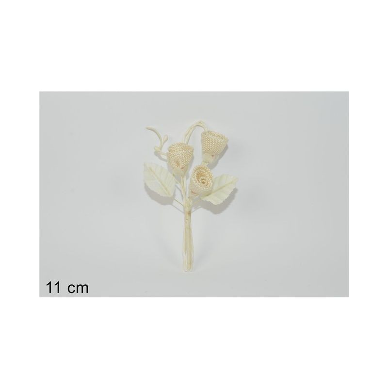SPILLONE 3 ROSELLINE JUTA BEIGE EAN 8034048368404 INGROSSO FIORI FINTI D'ARREDO