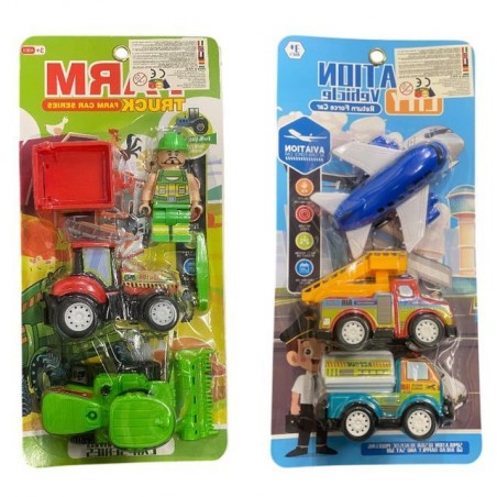 SET 3 MEZZI AEROPORTO O TRATTORI RETROC. EAN 8034094809838 INGROSSO GIOCHI DA EDICOLA