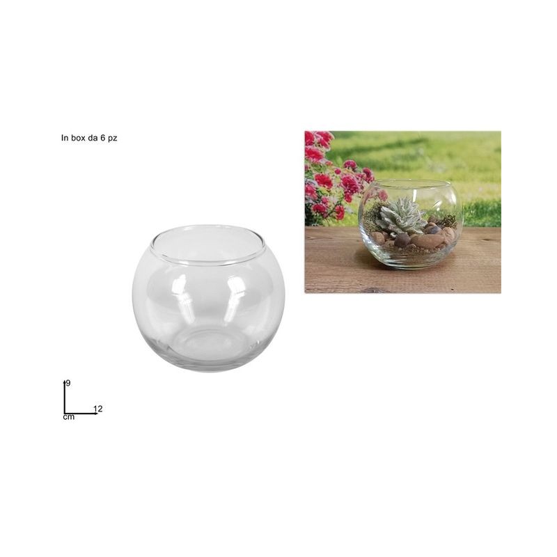 VASO PALLA VETRO 12CM EAN 8034048346662 INGROSSO VASI E ARTICOLI DA GIARDINO