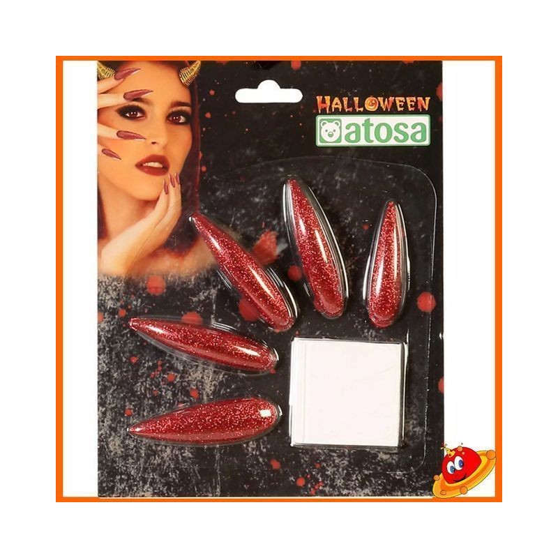 UNGHIE HALLOWEEN ROSSO PZ.10 BL. EAN 8422259627456 INGROSSO ACCESSORI HALLOWEEN TRUCCHI