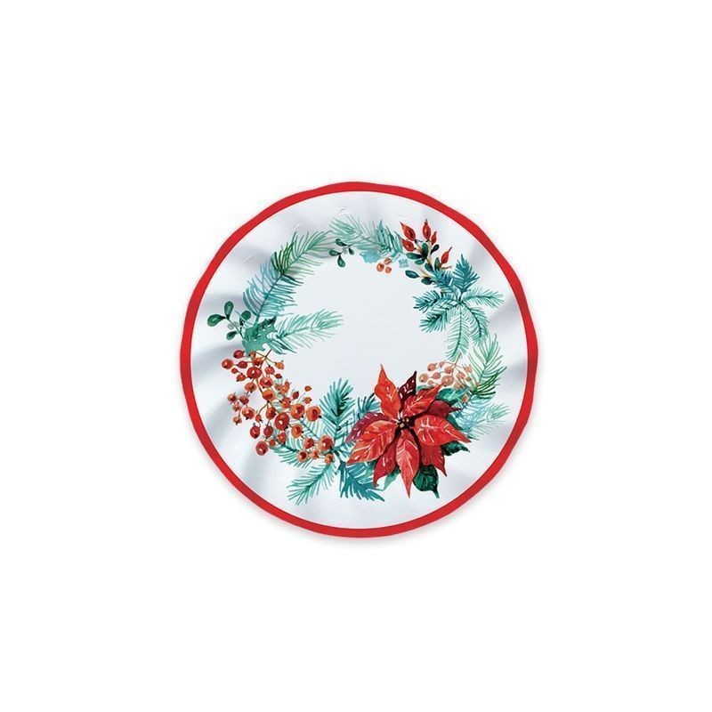 PIATTI CM.20 PZ.8 CHRISTMAS FLORAL EAN 80007579 INGROSSO PIATTI NATALIZI