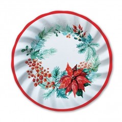 INGROSSO ARTICOLI DI NATALE PIATTI CM.25 PZ.8 CHRISTMAS FLORAL 80007562 ACCESSORI NATALIZI PER LA TAVOLA PIATTI NATALIZI