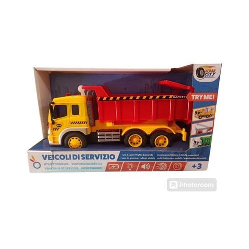 VEICOLI SERVIZIO CAMION CON CASSONE EAN 8056894900485 INGROSSO MODELLINI AUTO LUCI E SUONI