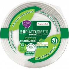 INGROSSO CASALINGHI PIATTI FONDI RIUTILIZZABILI BIANCHI 20PZ 8033532108090 ACCESSORI CUCINA PIATTI PER LA CASA