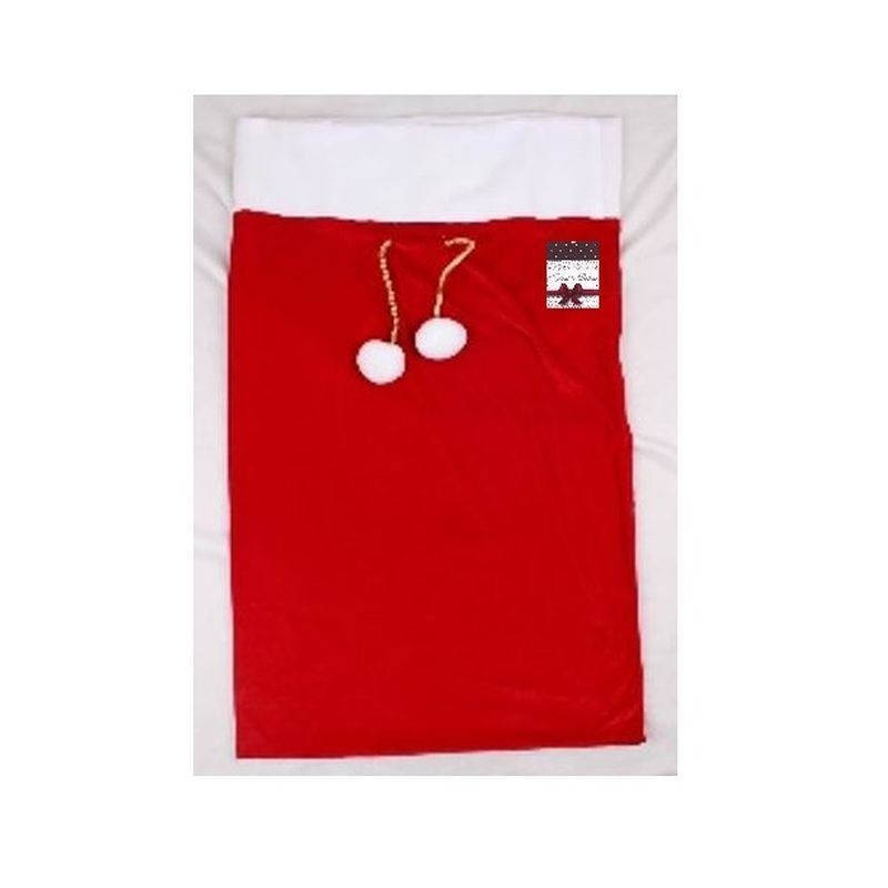 SACCO VELLUTO C/POM POM H.100X60CM. ROSS EAN 8021029356499 INGROSSO COSTUME BABBO NATALE ADULTI