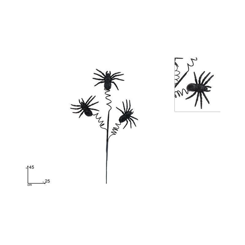 STELO 45CM 3 RAGNI GLITTERATI EAN 8053482374109 INGROSSO DECORAZIONI HALLOWEEN