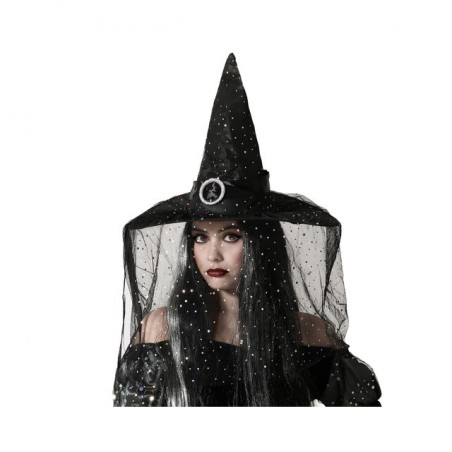 INGROSSO HALLOWEEN CAPPELLO STREGA CON VELO NERO 8422259826279 TRAVESTIMENTI HALLOWEEN CAPPELLI E CERCHIETTI HALLOWEEN