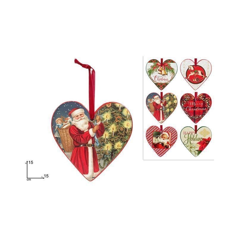 APPENDINO CUORE CERAMICA 15CM DEC. NATAL EAN 8053482402260 INGROSSO APPENDINI NATALIZI