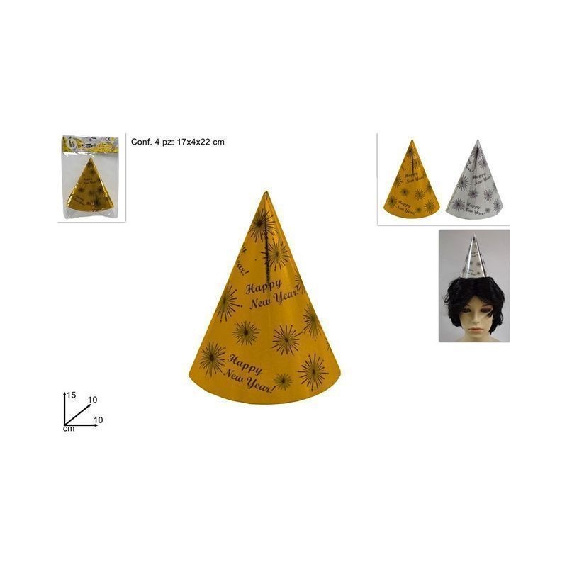 CAPPELLI 4PZ HAPPY NEW YEAR 2 COL EAN 8033113908767 INGROSSO CAPPELLI NATALIZI