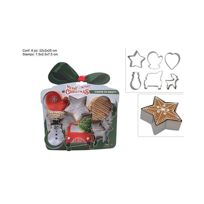 STAMPI IN METALLO SOGGETTI NATALIZI 6PZ EAN 8053482322827 INGROSSO ACCESSORI ARREDO TAVOLA NATALIZIA
