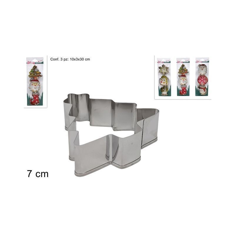 FORMINE ACCIAIO 3 PZ SOGGETTI NATALIZI EAN 8053482352053 INGROSSO CUCINA NATALIZIA