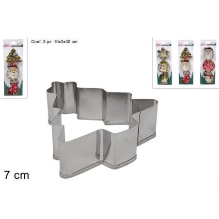 FORMINE ACCIAIO 3 PZ SOGGETTI NATALIZI EAN 8053482352053 INGROSSO CUCINA NATALIZIA