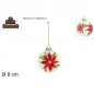 PALLA VETRO TRASPARENTE 8CMC/POINSETTA EAN 8053482257594 INGROSSO PALLINE DI NATALE E PUNTALI