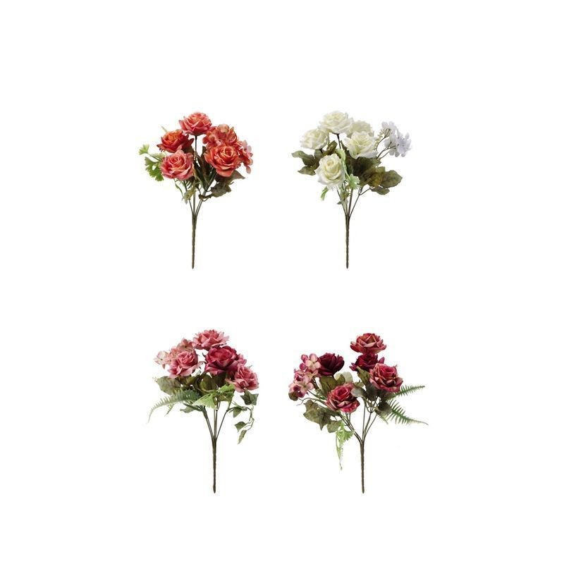 BOUQUET ROSE 6F ASS4COL CM31,5 EAN 8057586032057 INGROSSO FIORI FINTI D'ARREDO