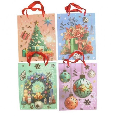 BUSTA REGALO NATALE 26X32X10 EAN 6905585000817 INGROSSO SACCHETTI E SHOPPER NATALIZI