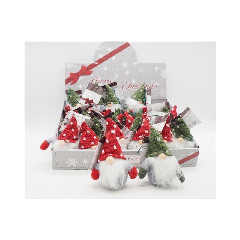 GNOMO C/CAPPELLO DA APPENDERE H.11CM EAN 8021029373465 INGROSSO PUPAZZI E GNOMI NATALIZI