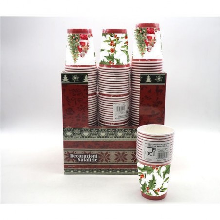 INGROSSO ARTICOLI DI NATALE SET 12 BICCHIERI DI CARTA 250ML 8021029712356 ACCESSORI NATALIZI PER LA TAVOLA BICCHIERI NATALIZI