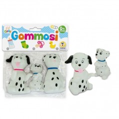 INGROSSO GIOCATTOLI GOMMOSI FAMILY CANI DALMATA 3 PZ 8017967743088 GOMMOSI PER BIMBI BUSTE VINILE PRIMA INFANZIA