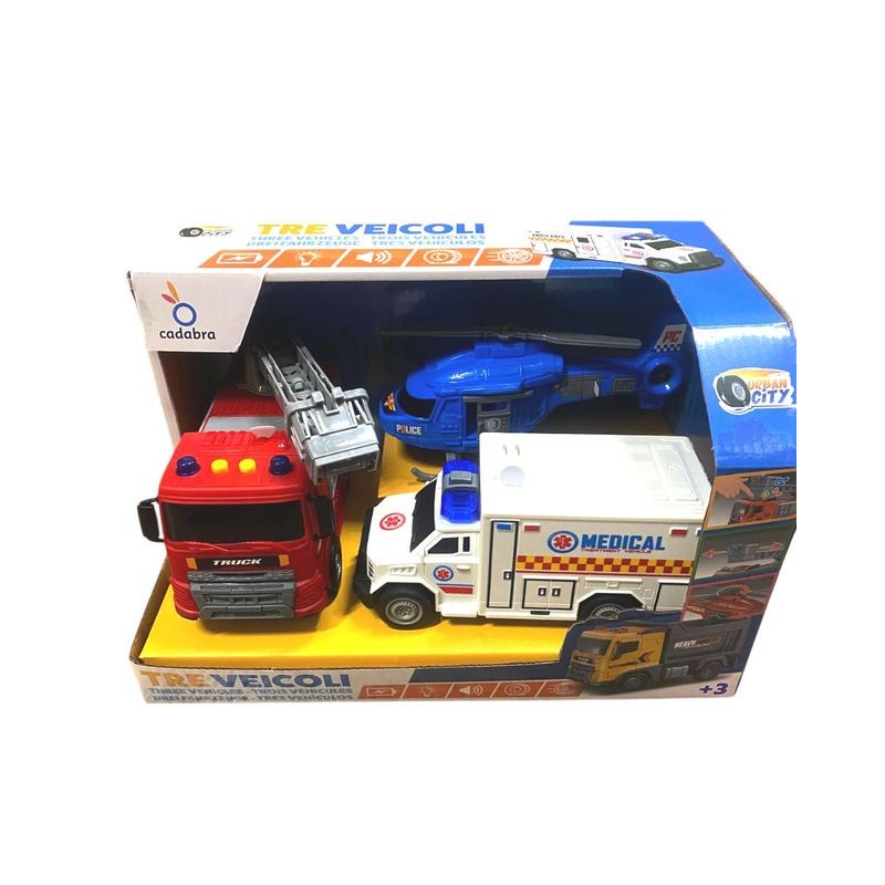 URBAN CITY 3 VEICOLI SOCCORSO SUONI/LUCI EAN 8056894908078 INGROSSO MODELLINI AUTO LUCI E SUONI