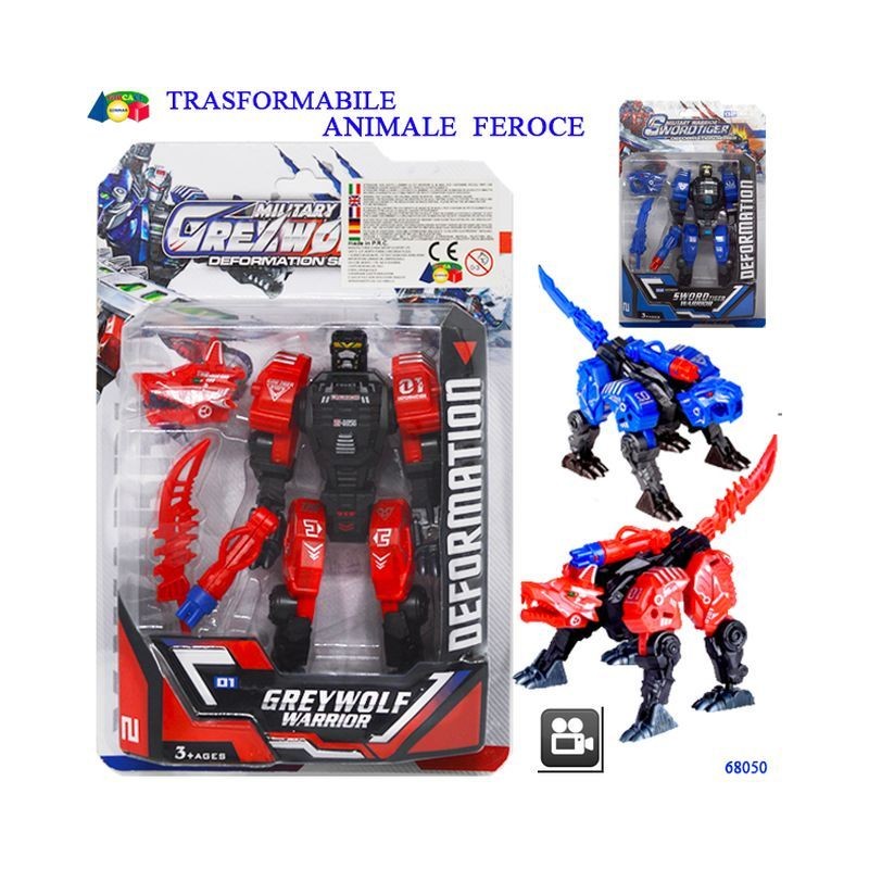 SET TRASFORMABILE ANIMALE FEROCE ASS. EAN 8055742224834 INGROSSO ROBOT GIOCATTOLO