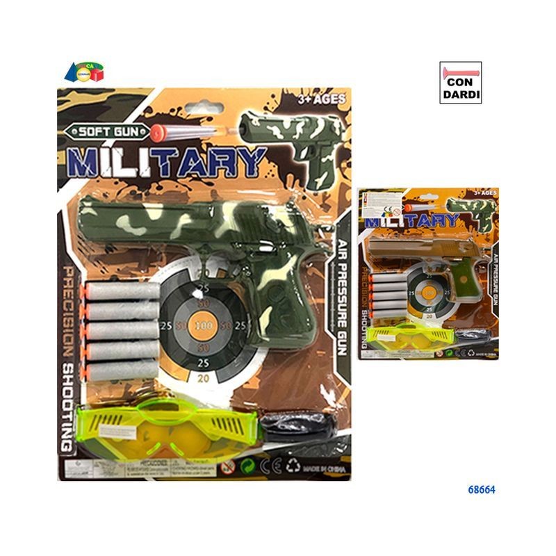 SET PISTOLA MILITARE SPARA DARDI ASS EAN 8057438026296 INGROSSO GIOCHI DA EDICOLA