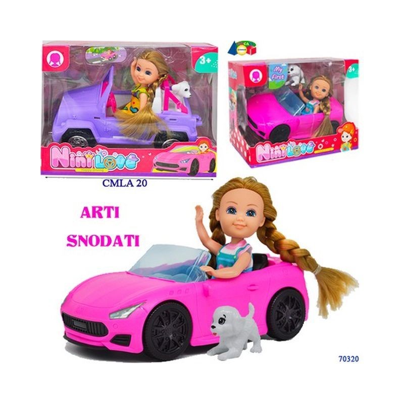 BAMBOLA SU AUTO C/CAGNOLINO ASS EAN 8055742222946 INGROSSO BAMBOLE ECONOMICHE