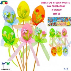 INGROSSO DECORAZIONI DI PASQUA BUSTA 6 OVETTE DECORATE LUSSO C/STECCO 8057438028146 ARTICOLI DI PASQUA DECORAZIONI PER PASQUA