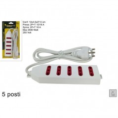 INGROSSO CASALINGHI PRESA CINQUE USCITE BLISTER SP008A-5 8027501496172 FERRAMENTA E IDRAULICA CIABATTE ELETTRICHE