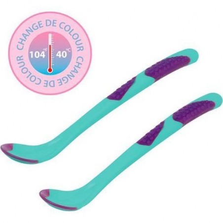 SET 2 CUCCHIAI SILICONE C/SENSORE CALORE EAN 3662332013980 INGROSSO ARTICOLI PER LA PAPPA