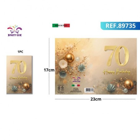 BIGLIETTO AUGURI 70 ANNI EAN 8053288689735 INGROSSO BIGLIETTI COMPLEANNO