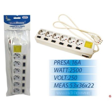 INGROSSO PRESA 6 POSTI SINGOLI INTERRUTTORE