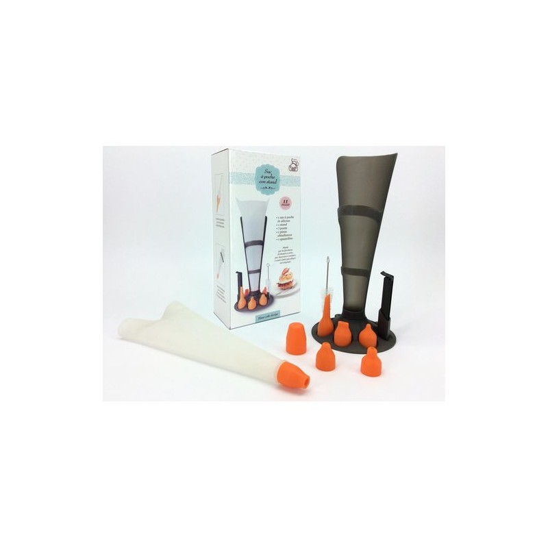 SACCA A POCHE SILICONE C/7 PUNTE + ACC. EAN 8015361925277 INGROSSO UTENSILI PER DESIGN DOLCI