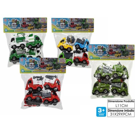 SET 4 CAMION MINI MONTA E RIMONTA 4ASS EAN 8015361376284 INGROSSO BUSTE VINILE PRIMA INFANZIA