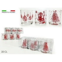 INGROSSO SET 6 BICCHIERI NATALIZI ROSSO 25CL 3ASS